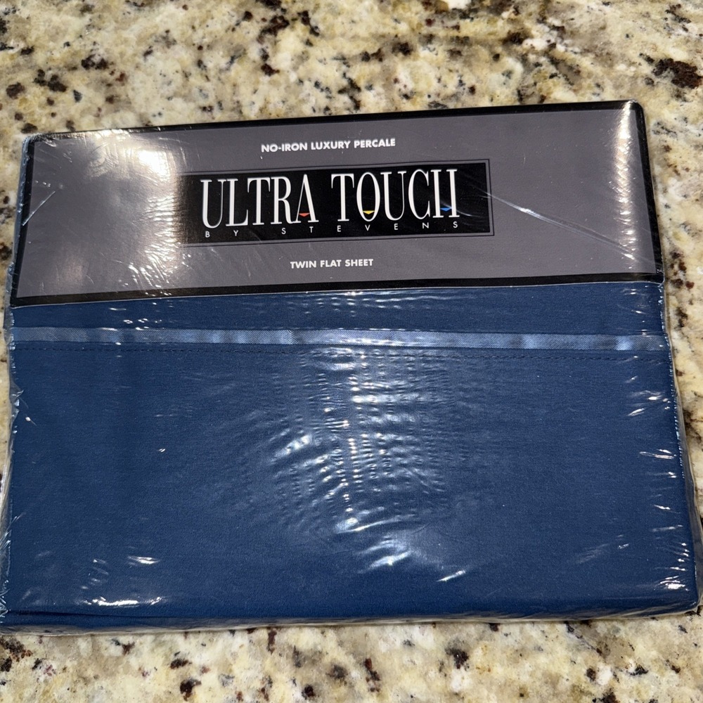 No-Iron Luxury Percale Ultra Touch Navy‎ Twin Flat Sheet (4841)